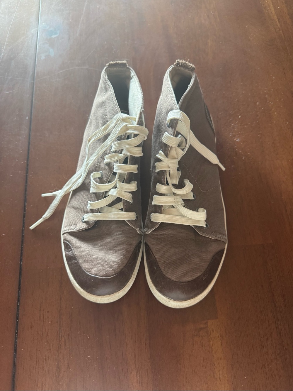 Kodiak Brown Canvas High-Top Sneakers with Cream Laces